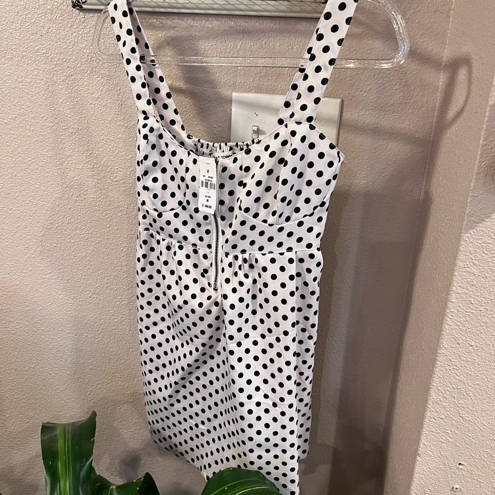 𝅺WHAT Comes Up Black & White Polka Dot Shirt